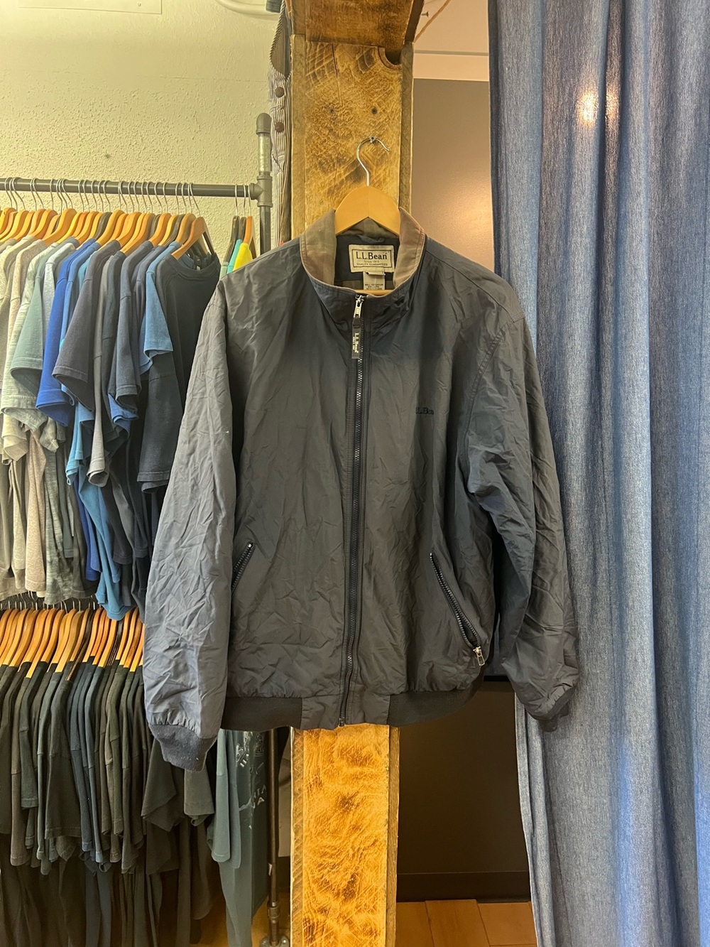 Vintage L.L. Bean Men's Dark Navy Lightweight Bomber Jacket